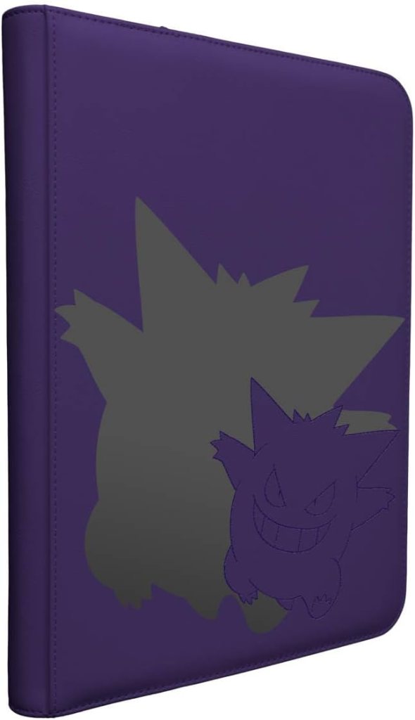 Purple folder featuring a design of a ghost-like Pokémon character.