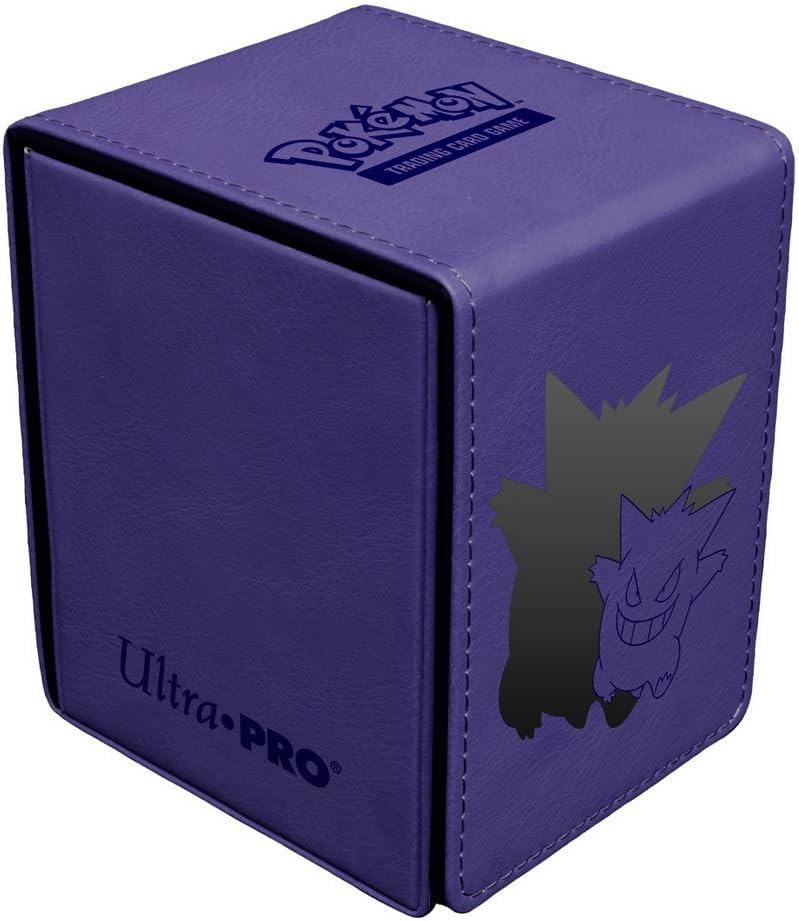 Purple Pokémon trading card box with Ultra PRO branding and Gengar illustration.